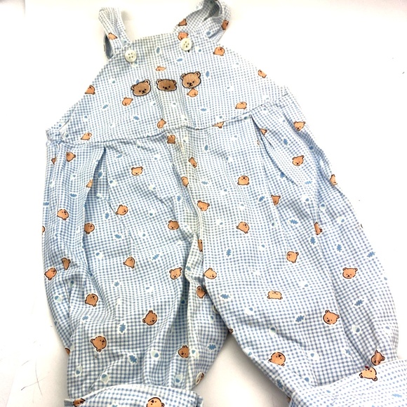 Baby Overalls Girls Size 6/9m Bears Snap Buttons  Children Infant Pants Cotton - Picture 1 of 7